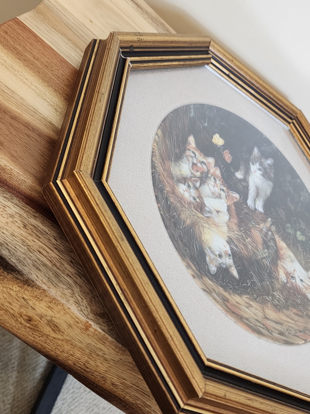 Vintage 1991 Seltmann Weiden Framed Cat Collector Plate Cottagecore Wall Decor - Picture 9 of 11